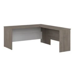 Ridgeley 65W L Shaped Desk By Bestar - Charcoal Maple -Office Storage Sales 546bc135 0014 45c1 8158 537310ea7144