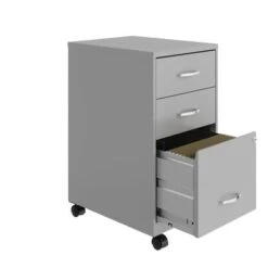 Space Solutions 18" Deep 3 Drawer Mobile Metal Cabinet, Arctic Silver - Silver - Letter -Office Storage Sales 552717d2 4bf9 42d6 b231 c39da9882433