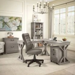 Homestead Farmhouse Mobile File Cabinet By Bush Furniture - Linen White Oak -Office Storage Sales 5571c3de 8d2a 4e0d a975 cf220abfce30