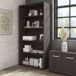 Hybrid Tall 5 Shelf Bookcase By Bush Business Furniture - Storm Gray