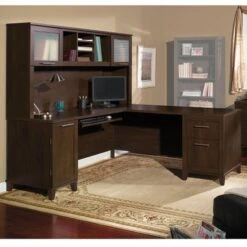 Somerset 71W L Shaped Desk With Hutch - Mocha Cherry -Office Storage Sales 5638af5b 72aa 4cbd 9925 78d9a4b9e252