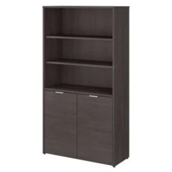 Jamestown 5 Shelf Bookcase With Doors By Bush Business Furniture - Storm Gray/White -Office Storage Sales 58952bf8 6c8f 4537 88b4 7edbff10b3f1