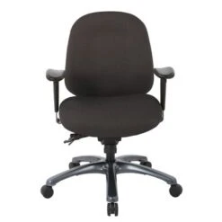 Multi-Function Mid-Office Chair With Seat Slider And Titanium Finish Base - Black