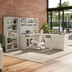 Cabot L-shaped 60-inch Computer Desk - White -Office Storage Sales 5a206d9b 15a4 491e 8885 222218729705