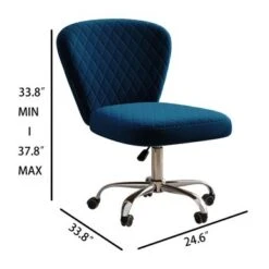 Corvus Velvet Armless Adjustable Swivel Home Office Chair - Blue -Office Storage Sales 5a442258 d15c 4b2a 98c9 9c5ec0c48cf7