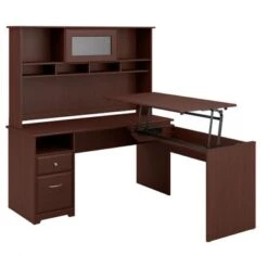 60W 3-position L-shaped Sit To Stand Desk With Hutch By Bush Furniture - White -Office Storage Sales 5ad5edd6 7486 4ebc 8fa7 9e28e8c0a1a6