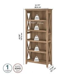 Key West 5 Shelf Bookcase By Bush Furniture - Pure White -Office Storage Sales 5ae7e7f8 3ac7 4f61 8e10 b386803a1028