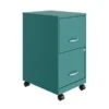 Space Solutions 18" 2 Drawer Mobile Smart Vertical File Cabinet, Teal - Green - Letter
