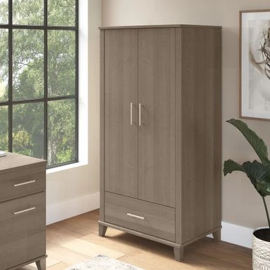 Somerset Tall Storage Cabinet With Doors And Drawer By Bush Furniture - Platinum Gray 2 Somerset Tall Storage Cabinet With Doors And Drawer By Bush Furniture - Platinum Gray - Image 2