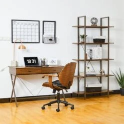 Glitzhome Casual 3-5 Tier Etagere Storage Bookcase Ladder Bookshelf - Walnut-5.4FT-A Shape -Office Storage Sales 5c036a02 57c4 4292 a3c1 bf26df3c0ded