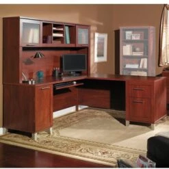 Somerset 71W L Shaped Desk With Hutch - Mocha Cherry -Office Storage Sales 5dff218f 560e 4dbf 8cb7 fde7d50f29f0