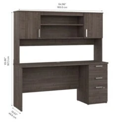Ridgeley 65W Computer Desk With Hutch By Bestar - Charcoal Maple -Office Storage Sales 5e9902ce d9b1 4df4 b781 c5262caf2081