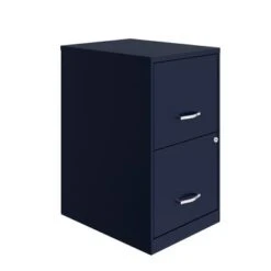 Space Solutions 18in. 2 Drawer Metal File Cabinet, Navy - Blue - Letter