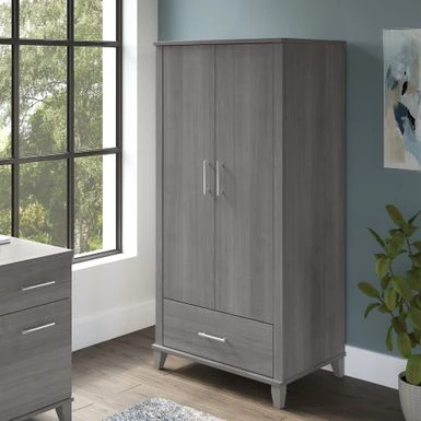 Somerset Tall Storage Cabinet With Doors And Drawer By Bush Furniture - Platinum Gray 1 Somerset Tall Storage Cabinet With Doors And Drawer By Bush Furniture - Platinum Gray