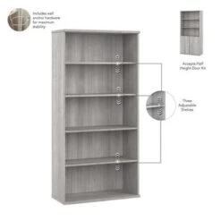 Hybrid Tall 5 Shelf Bookcase By Bush Business Furniture - Storm Gray -Office Storage Sales 5fe864cd a54a 4415 815a 7b071e8a7d55