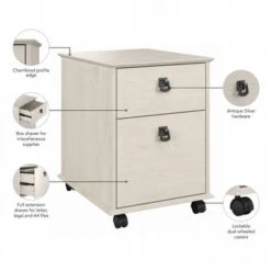 Homestead Farmhouse Mobile File Cabinet By Bush Furniture - Linen White Oak -Office Storage Sales 620d0bb8 605a 4ad9 97fc beb7bd498ae1
