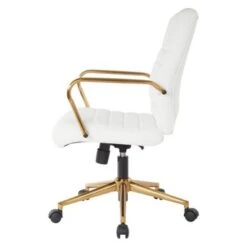 Ave Six Baldwin Mid-Back Faux Leather Chair With Gold Finish Arms And Base - CREAM -Office Storage Sales 64833995 d4de 4165 adc1 30205c1475d3