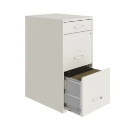 Space Solutions 18" Deep 3 Drawer Metal File Cabinet, Pearl White - White - Letter -Office Storage Sales 64b0abac fe46 4946 9c61 7b970f2fcc91
