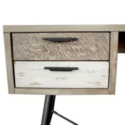 Bridges 4 Drawer Desk In Two Tone Acacia Wood -Office Storage Sales 6626cce5 8acd 47a5 ae03 a5729ef47840