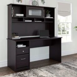 Cabot 60W Computer Desk With Hutch In Espresso Oak By Bush Furniture - Espresso Oak