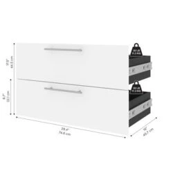 Orion 2 Drawer Set For 30W Tall Storage Shelf By Bestar - White/Walnut Grey 28 Orion 2 Drawer Set For 30W Tall Storage Shelf By Bestar - White/Walnut Grey -Office Storage Sales 66de92c9 f77a 4796 a132 c4b9a8aaabad