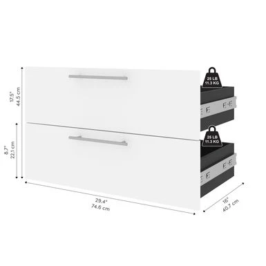Orion 2 Drawer Set For 30W Tall Storage Shelf By Bestar - White/Walnut Grey 11 Orion 2 Drawer Set For 30W Tall Storage Shelf By Bestar - White/Walnut Grey - Image 11
