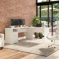 72W L-shaped Computer Desk With Drawers By Bush Furniture - Ash Gray -Office Storage Sales 688821d4 59a6 431d bf1f 0a5ccf1a7b1a