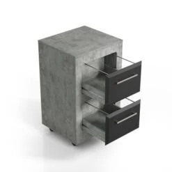 DH BASIC Urban Two-Drawer Mobile File Cabinet With Iron Bar Pulls By Denhour - Cement -Office Storage Sales 68e402ce 0da3 4f41 b875 2a3f61839696