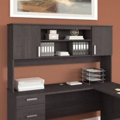Ridgeley 65W Hutch With Doors By Bestar - Medium Gray Maple 25 Ridgeley 65W Hutch With Doors By Bestar - Medium Gray Maple -Office Storage Sales 690fd40a f580 47ed b064 a8f539210c61