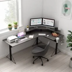 Jamesdar Core Powered L-shaped Computer Gaming Desk With Monitor Stand - Grey/Black 22 Jamesdar Core Powered L-shaped Computer Gaming Desk With Monitor Stand - Grey/Black -Office Storage Sales 698d3b25 be33 4a40 9e4f fe7ebe5eb85f