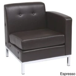 Wall St. Faux Leather And Chrome Right-arm Chair - Wall Street Armless Chair RAF, Smoke Faux Leather -Office Storage Sales 69ed7fc0 76d1 4b18 a953 af96b3a06e78