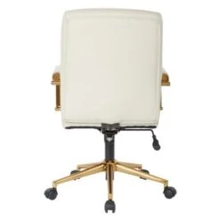 Ave Six Baldwin Mid-Back Faux Leather Chair With Gold Finish Arms And Base - Saddle -Office Storage Sales 6a29210c abcf 4c3a 90b7 254b36493f71