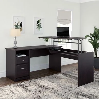 60W 3-position L-shaped Sit To Stand Desk By Bush Furniture - White 2 60W 3-position L-shaped Sit To Stand Desk By Bush Furniture - White - Image 2