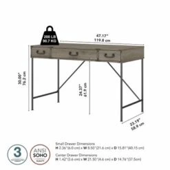 Ironworks 48W Writing Desk From Kathy Ireland Home By Bush Furniture - Vintage Golden Pine -Office Storage Sales 6de63f99 a109 4f9a bcb1 ff6a9e5a3986