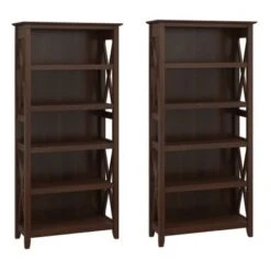 Key West 5 Shelf Bookcase Set By Bush Furniture - Shiplap Gray/Pure White -Office Storage Sales 6f6ecc81 1927 4bbf 809b a789550e0bed