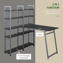 HOMCOM 5 Tier Versatile L-Shaped Computer Desk Writing Table With Display Shelves And Metal Frame, Space-Saving, For Study Room - Natural -Office Storage Sales 6f89c020 4c6c 440a 9d4b 04ae1ba61014