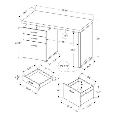 Computer Desk/ Home Office/ Laptop/ Left/ Right Set-up/ Storage Drawers/ 48"L/ Work/ Metal/ Laminate/ Walnut/ Black/ Contemporary/ Modern 4 Computer Desk/ Home Office/ Laptop/ Left/ Right Set-up/ Storage Drawers/ 48"L/ Work/ Metal/ Laminate/ Walnut/ Black/ Contemporary/ Modern - Image 4