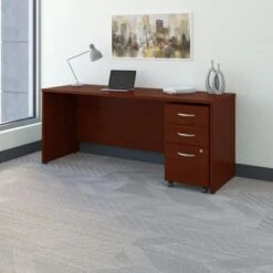 Series C 72W X 24D Office Desk With Drawers By Bush Business Furniture - Natural Cherry/Graphite Gray -Office Storage Sales 71303a30 8a92 47e3 a9ae dd59c256be2f