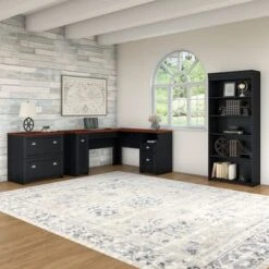 L-shaped Desk With Bookcase And File Cabinet - Cape Cod Gray -Office Storage Sales 715a9ab1 a855 4c9d a2b6 9796661ec832