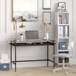 Eaton Desk - Brass 36" With Faux Marble Shelf -Office Storage Sales 71c38a0d 151f 46a4 89bc 5f182a40ffb3