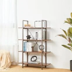 Glitzhome Casual 3-5 Tier Etagere Storage Bookcase Ladder Bookshelf - Walnut-5.4FT-A Shape -Office Storage Sales 71db7657 87b8 4bc6 b06d eb44039bd060