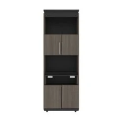 Orion 30W Tall Storage Cabinet With Doors And Fold-Out Desk By Bestar - Bark Grey/Graphite -Office Storage Sales 721b680e 4b54 444d 80c7 8f46f9aaa8d0