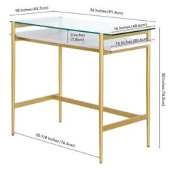 Eaton Desk - Brass 36" With Faux Marble Shelf -Office Storage Sales 7248c1a4 3a3b 45f1 8a58 59268909a6cb