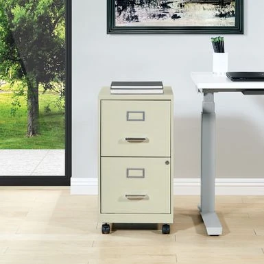 Metal File Cabinet - Tan W/Casters 1 Metal File Cabinet - Tan W/Casters