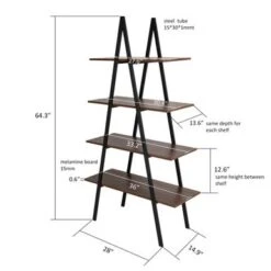 Glitzhome Casual 3-5 Tier Etagere Storage Bookcase Ladder Bookshelf - Brown-3.5FT-H Shape -Office Storage Sales 74ebbeba c346 41d0 ad6f bcbdc9eaa8ff