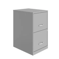 Space Solutions 18in. 2 Drawer Metal File Cabinet, Arctic Silver - Silver - Letter