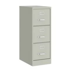 Hirsh 22-in Deep 3 Drawer, Letter Width, Vertical File Cabinet - Grey