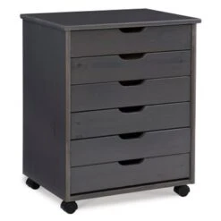Carlisle Six Drawer Wide Roll Cart Grey