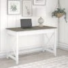 Key West 48W Writing Desk By Bush Furniture - Shiplap Gray/Pure White