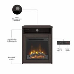 Studio C 24W Electric Fireplace With Shelf By Bush Business Furniture - Storm Gray -Office Storage Sales 76a8b9f0 2f73 4050 9638 96bb80f1ab99